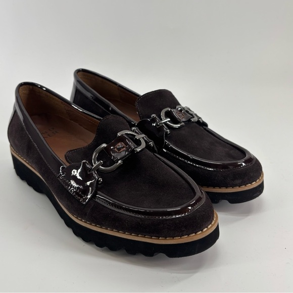 Donald J. Pliner Shoes - Donald Pliner Clio loafers brown suede patent leather 6.5 chunky heel 90s